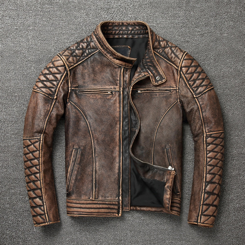 Genuine leather motorcycle jacket