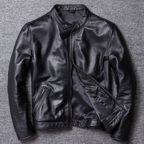 Korean style genuine leather jacket