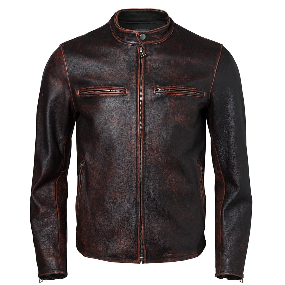 100% natural leather fitted jacket