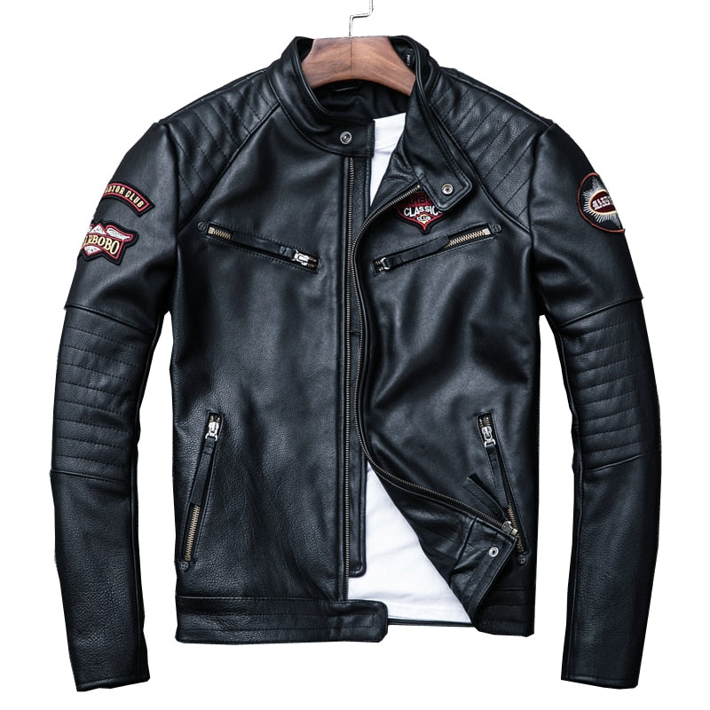 2022 Embroidered Leather Biker Jacket