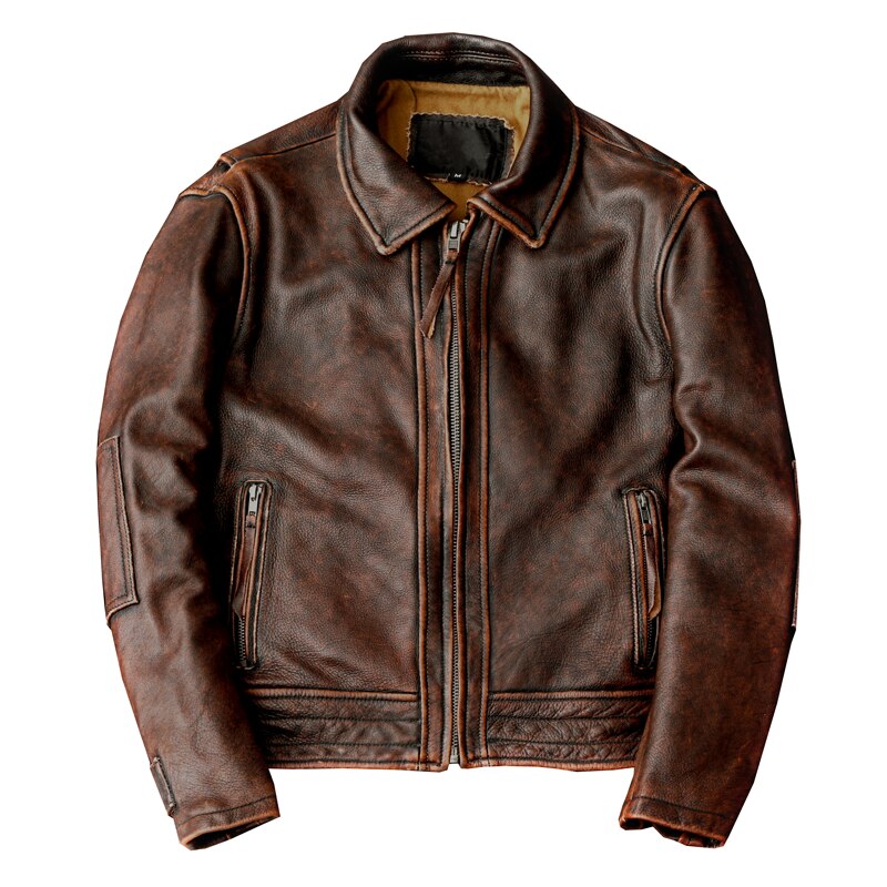 Genuine leather jacket men's fashion