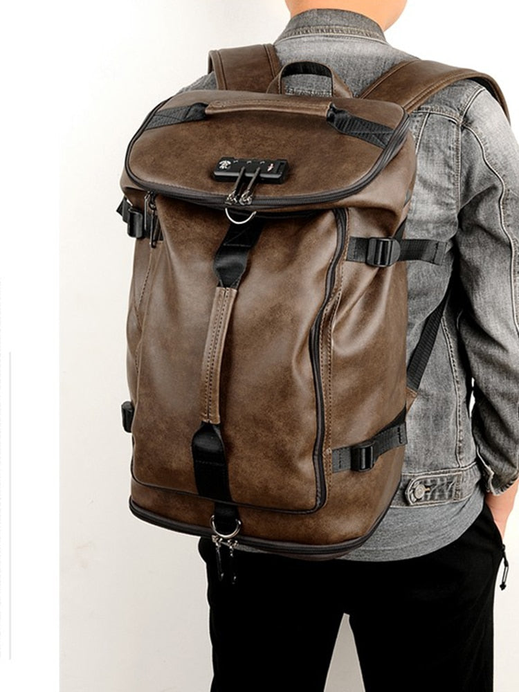 Large hiking backpack PU leather (Eco-leather)
