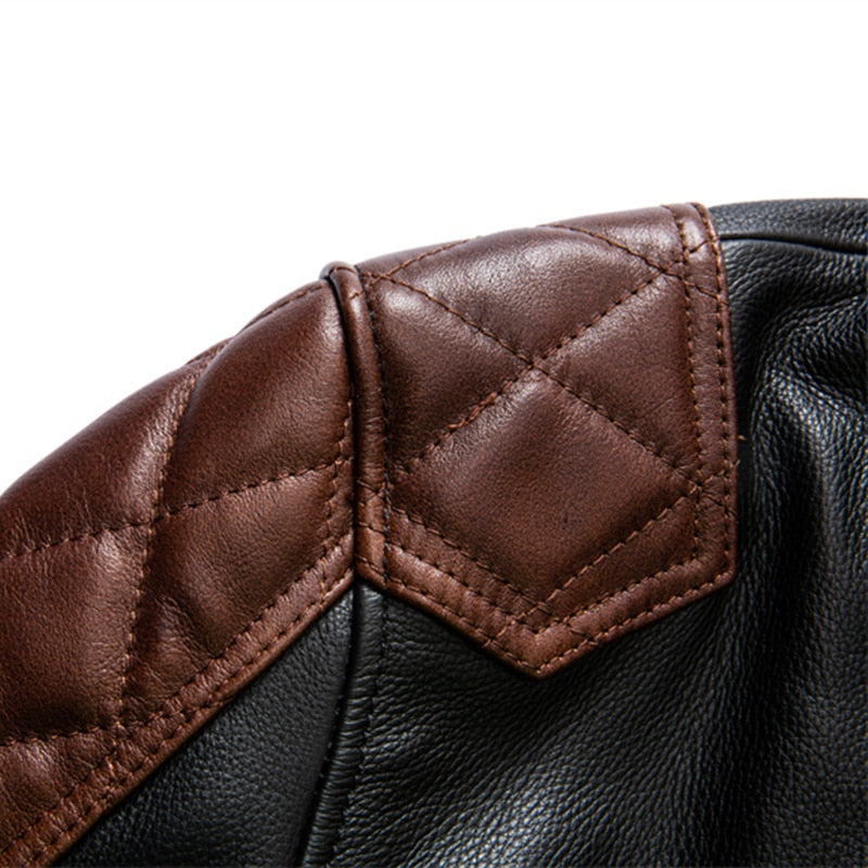 Motorcycle jacket with leather shoulder pads