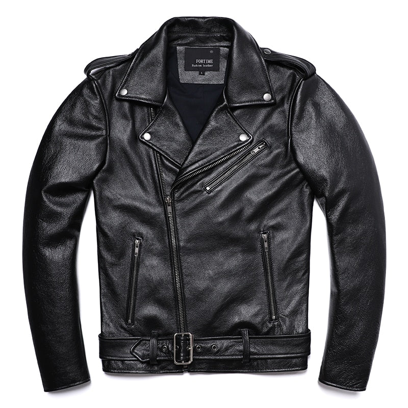 Classic leather motorcycle jacket