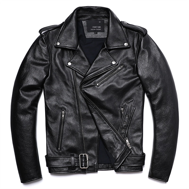 Classic leather motorcycle jacket
