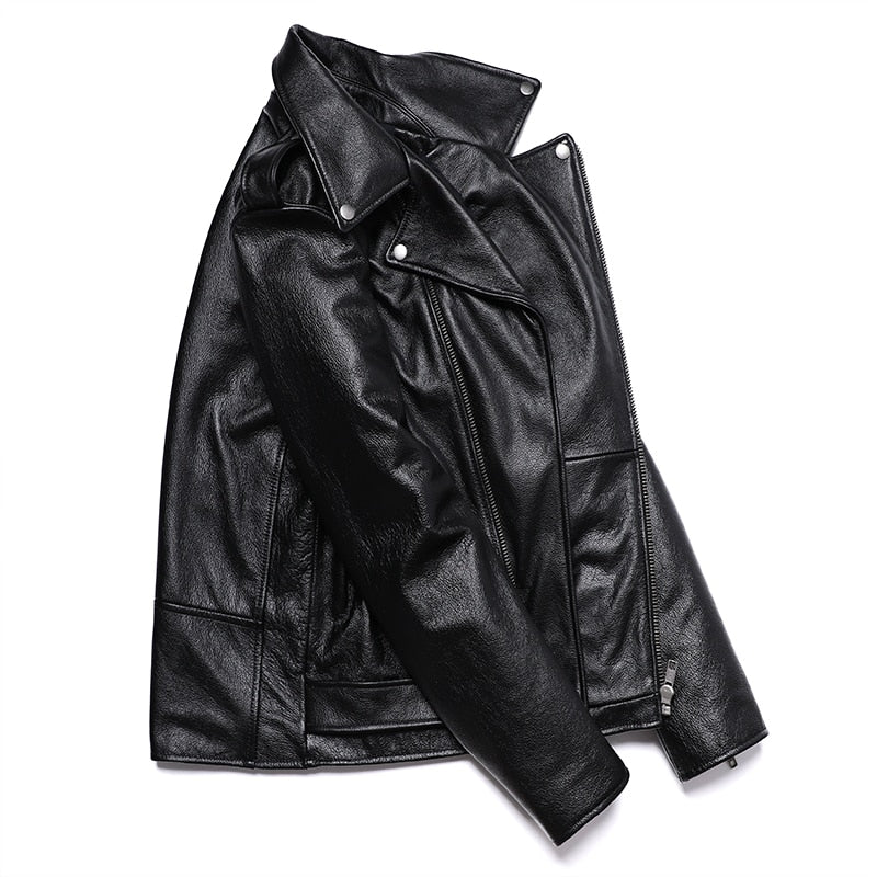 Classic leather motorcycle jacket