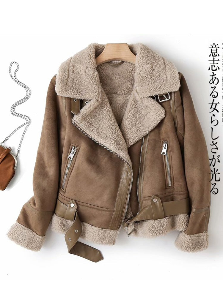 Ailegogo Women's Winter Coat PU (Eco-Leather)