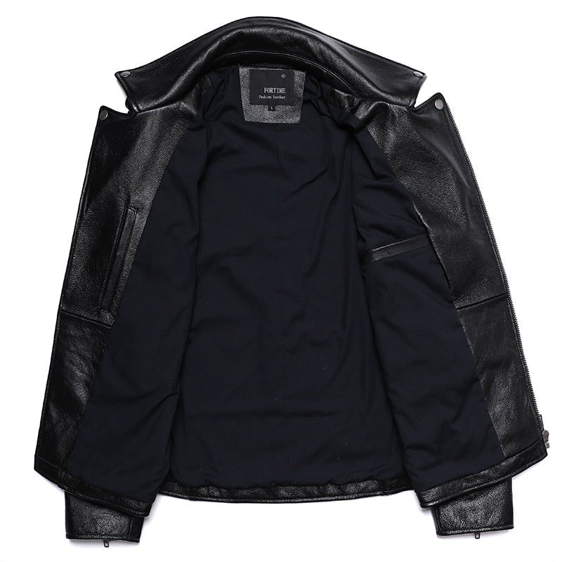 Classic leather motorcycle jacket