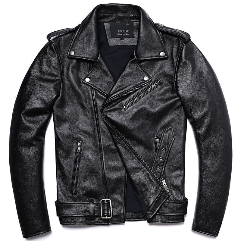 Classic leather motorcycle jacket