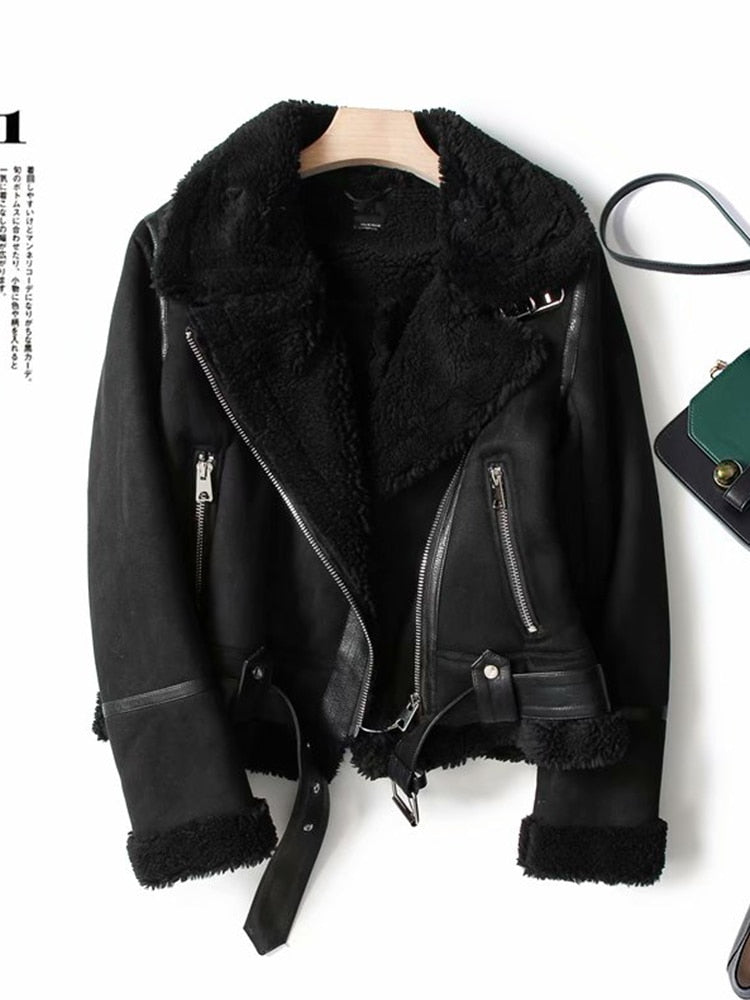 Ailegogo Women's Winter Coat PU (Eco-Leather)