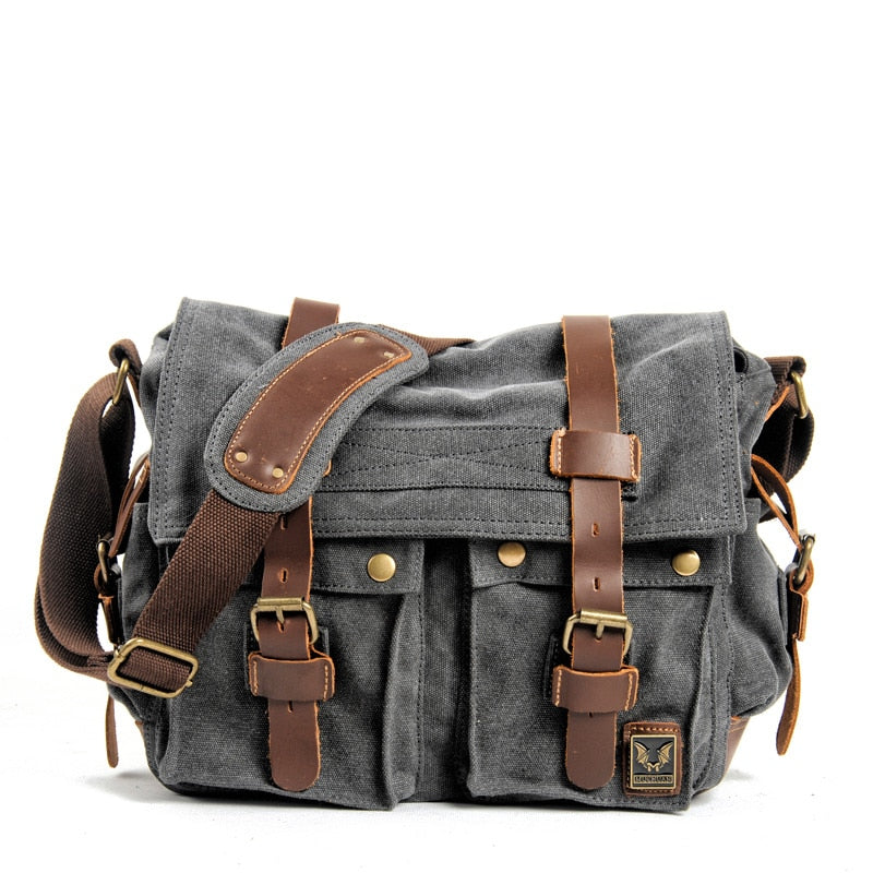Vintage canvas leather expedition bag